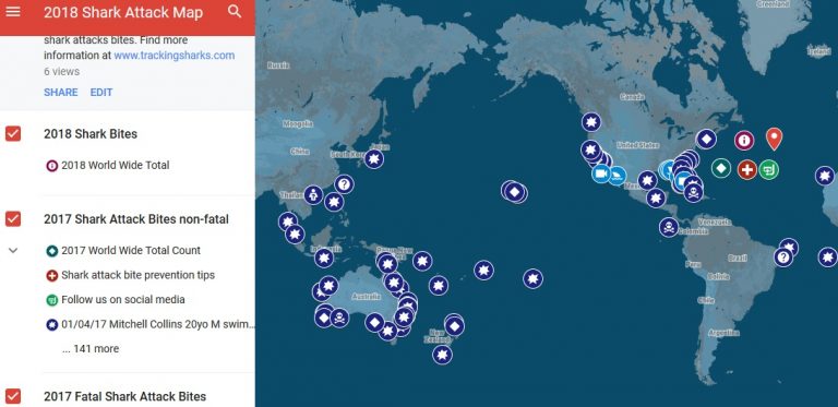 2018 Shark Attack Map • Tracking Sharks